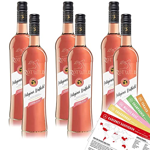 Rotwild Portugieser Weißherbst QbA, lieblich, sortenreines Weinpaket + VINOX Winecards (6x0,75l) von VINOX