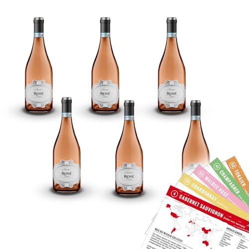 Scaranto Rosato Chiaretto di Bardolino Classico, sortenreines Weinpaket + VINOX Winecards (6x0,75l) von VINOX