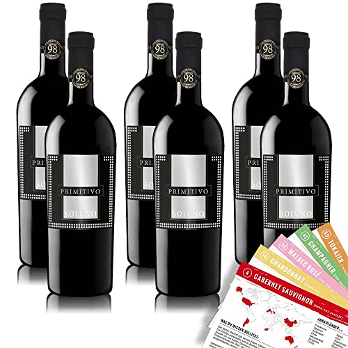 Soluno Primitivo Salento IGP, halbtrocken, sortenreines Weinpaket + VINOX Winecards (6x0,75l) von VINOX