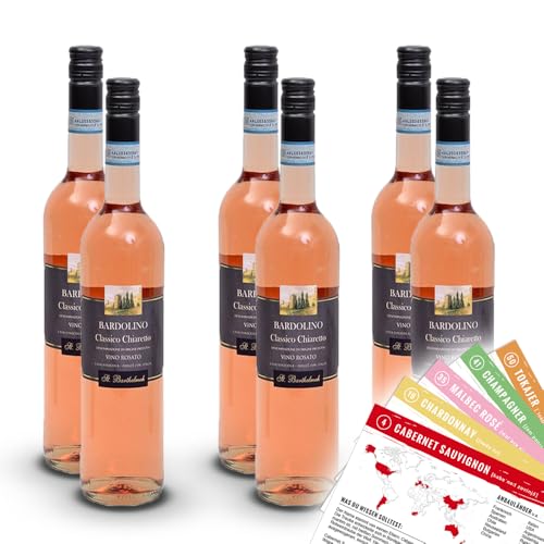 St.Barthelmeh Bardolino Classico Chiaretto Rosé DOP, trocken, sortenreines Weinpaket + VINOX Winecards (6x0,75l) von VINOX