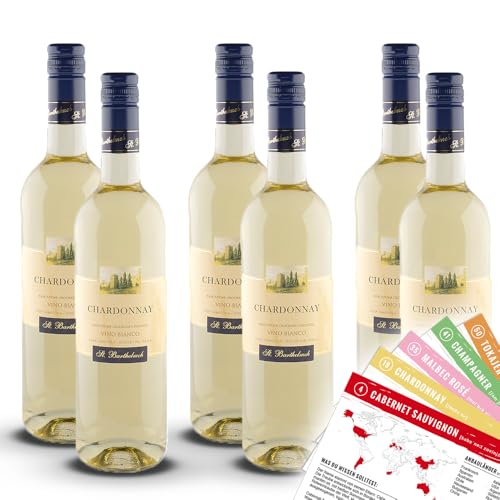 St.Barthelmeh Chardonnay IGP, trocken, sortenreines Weinpaket + VINOX Winecards (6x0,75l) von VINOX