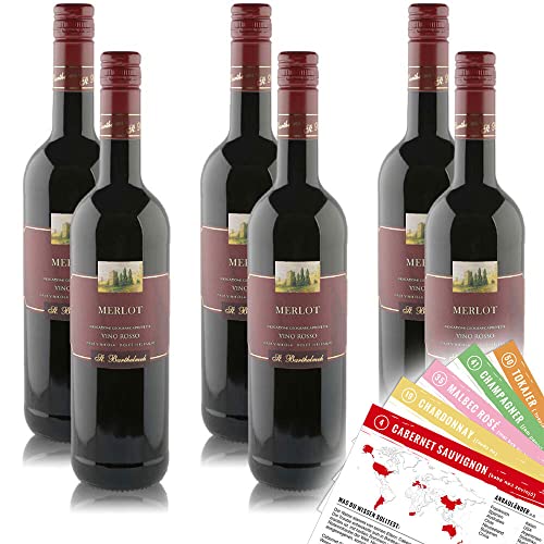 St.Barthelmeh Merlot IGP, trocken, sortenreines Weinpaket + VINOX Winecards (6x0,75l) von VINOX