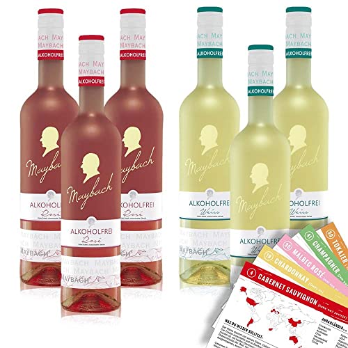 VINOX Maybach alkoholfreies Rosé - Weiss Probierpaket, + VINOX Weinkarten (6x0,75 l) von VINOX