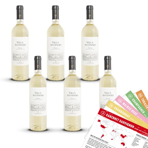 Villa Antinori Bianco Toscana IGT, trocken, sortenreines Weinpaket + VINOX Winecards (6x0,75l) von VINOX