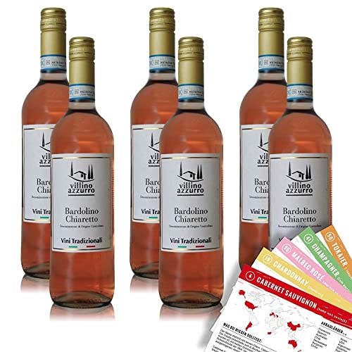 Villino Azzurro Bardolino Chiaretto, trocken, sortenreines Weinpaket + VINOX Winecards (6x0,75l) von VINOX