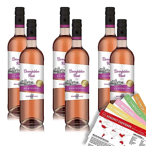 Wein-Genuss Dornfelder Rosé QbA, halbtrocken, sortenreines Weinpaket + VINOX Winecards (6x0,75l) von VINOX