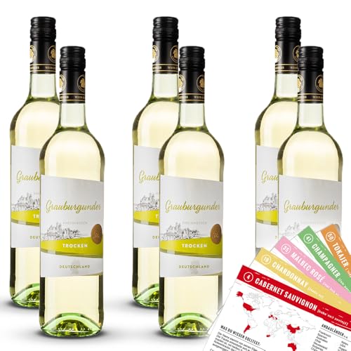 Wein-Genuss Grauburgunder, trocken, sortenreines Weinpaket + VINOX Winecards (6x0,75l) von VINOX