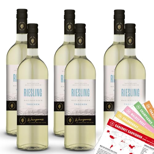 Wein-Genuss Riesling Rheinhessen, trocken, sortenreines Weinpaket + VINOX Winecards (6x1,0l) von VINOX