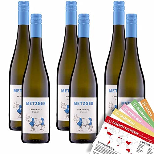 Weingut Metzger Chardonnay, trocken, sortenreines Weinpaket + VINOX Winecards (6x0,75l) von VINOX