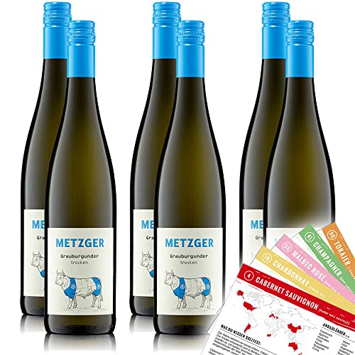 Weingut Metzger Grauburgunder, trocken, sortenreines Weinpaket + VINOX Winecards (6x0,75l) von VINOX
