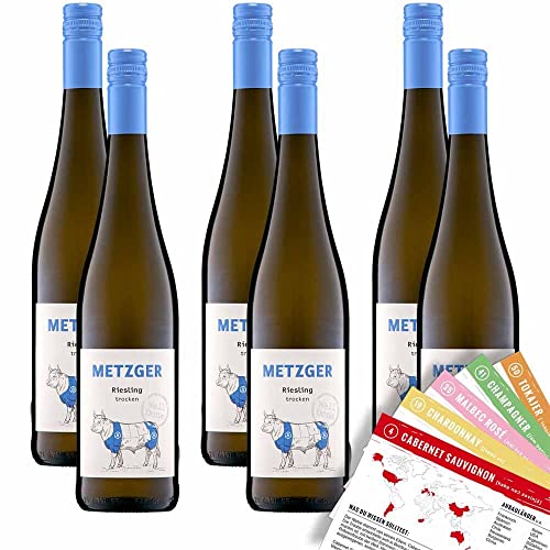 Weingut Metzger Riesling, trocken, sortenreines Weinpaket + VINOX Winecards (6x0,75l) von VINOX