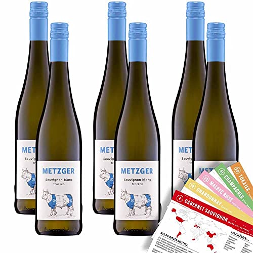 Weingut Metzger Sauvignon Blanc, trocken, sortenreines Weinpaket + VINOX Winecards (6x0,75l) von VINOX