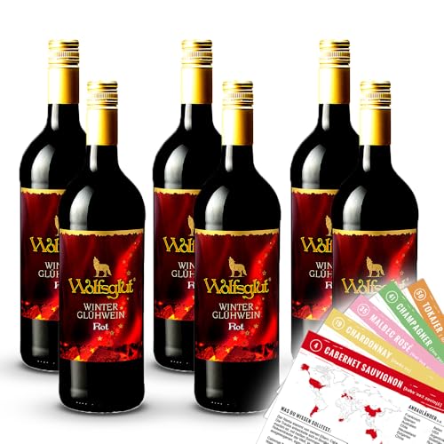 Wolfsglut Winter Glühwein Rot, sortenreines Weinpaket + VINOX Winecards (6x1,0l) von VINOX