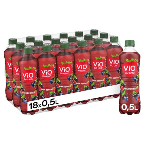 ViO BiO LiMO Dark Berries - vegane Bio-Limonade mit fruchtigem Brombeer-Geschmack - in umweltfreundlichen, 100 % recycelbaren Einweg Flaschen (18 x 500 ml) von VIO