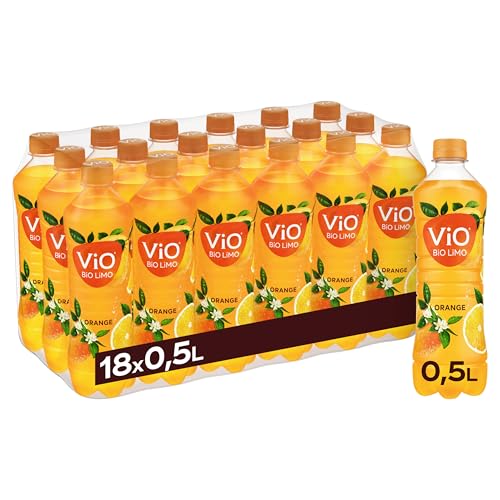 ViO BiO LiMO Orange - vegane Bio-Limonade mit fruchtigem Orangen-Geschmack - in umweltfreundlichen, 100 % recycelbaren Einweg Flaschen (18 x 500 ml) von VIO