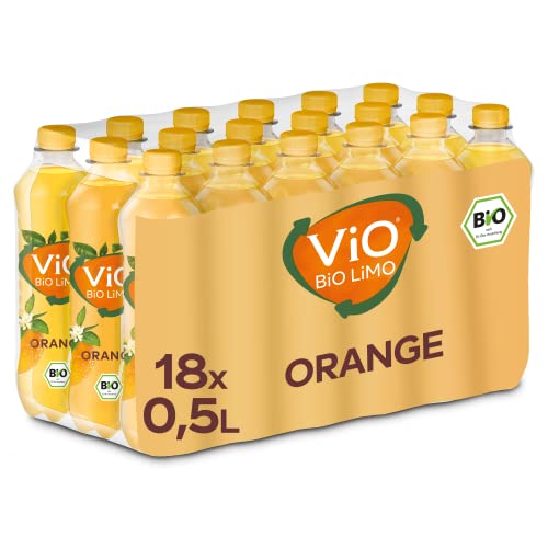 ViO BiO LiMO Orange - vegane Bio-Limonade mit fruchtigem Orangen-Geschmack - in umweltfreundlichen, 100 % recycelbaren Einweg Flaschen (18 x 500 ml) von VIO