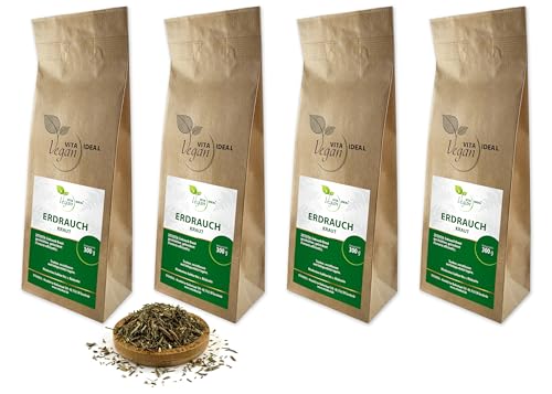 VITA IDEAL Vegan® ERDRAUCH - Kraut 4x 300g geschnitten & getrocknet - Fumaria officinalis - Erdrauchkraut - ERDRAUCHKRAUT Kräuter Tee & Aufguss, ohne Zusatzstoffe. von VITA IDEAL Vegan