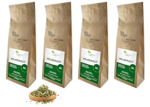 VITA IDEAL Vegan® HELMKRAUT 4x 200g geschnitten & getrocknet - Scutellariae Hb. conc.- HELM - KRAUT - Kräuter Tee & Aufguss - Natürlich, pflanzlich & ohne Zusatzstoffe. von VITA IDEAL Vegan