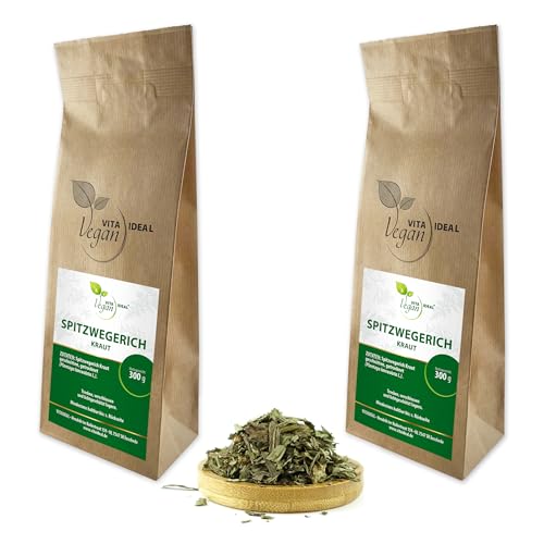 VITA IDEAL Vegan® SPITZWEGERICH - Kraut 2x 300g geschnitten & getrocknet - Plantago lanceolata - Spitz - Wegerichkraut - SPITZWEGERICHKRAUT Kräuter Tee & Aufguss, ohne Zusatzstoffe. von VITA IDEAL Vegan