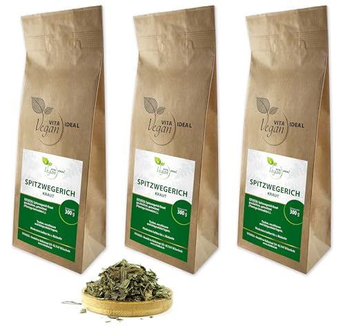 VITA IDEAL Vegan® SPITZWEGERICH - Kraut 3x 300g geschnitten & getrocknet - Plantago lanceolata - Spitz - Wegerichkraut - SPITZWEGERICHKRAUT Kräuter Tee & Aufguss, ohne Zusatzstoffe. von VITA IDEAL Vegan