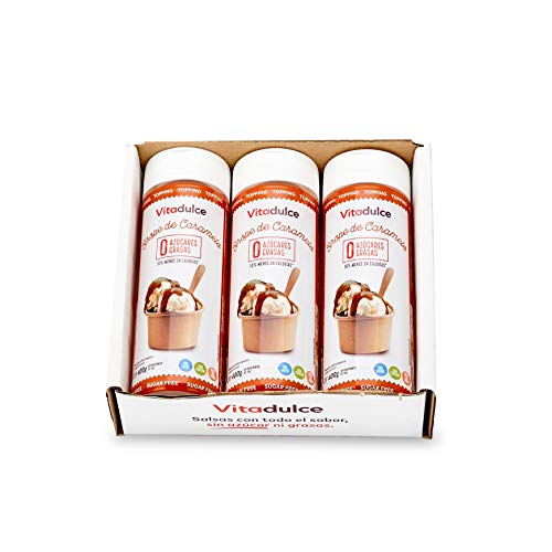 Karamellsirup ohne Zuckerzusatz, kalorienarmer Sirup, Karamelltopping 400gr. Pack 3 - Vitadulce. von VITADULCE