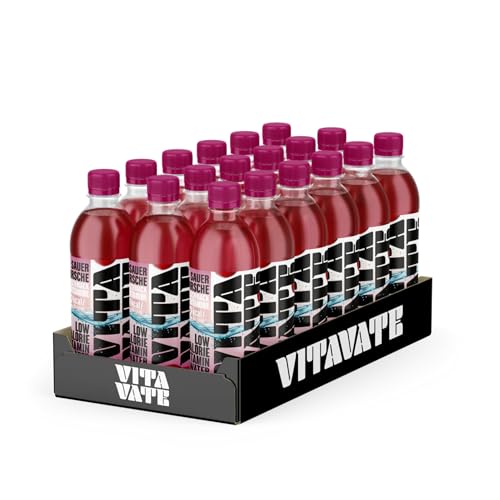 VitaVate Vitaminwasser 18x (0,5L) Flaschen kalorienarmes Erfrischungsgetränk (9L, Sauerkirsche) von VITAVATE