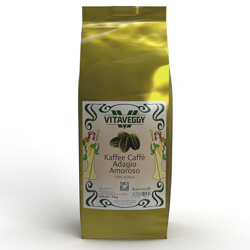 VITAVEGGY 100% ARABICA KAFFEEBOHNEN 1KG | ADAGIO AMOROSO | mild geröstet in Deutschland | Kaffeebohnen aus Südamerika | für French-Press Espresso-Siebträger-Maschine von VITAVEGGY