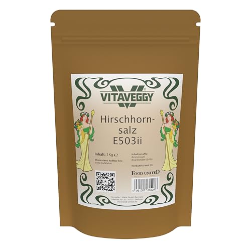 VITAVEGGY Hirschhornsalz 1KG | E503ii Ammoniumbicabonat feines Pulver | ammonium bicarbonate | von Food-United Compounds | Backtriebmittel für die Backindustrie Lebensmittel-Qualität (1) von VITAVEGGY