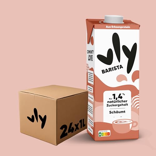 vly - Die cremig leckere Milchalternative aus Erbsen + Calcium | 100% pflanzlich | Vegane Milchalternative BARISTA zum Aufschäumen für Kaffee | Eiweiß & zuckerarm, Erbsenproteindrink Protein Drink von VLY