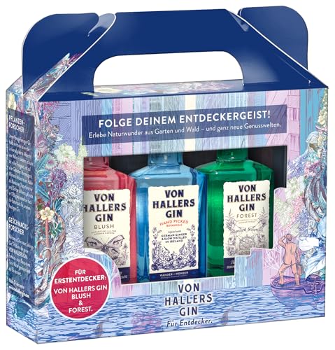 VON HALLERS GIN I Triple Pack I Geschenkset mit drei Geschmacksrichtungen I Handgepflückte Botanicals aus dem Botanischen Garten in Göttingen I 3x0,05l I 44% vol. von VON HALLERS