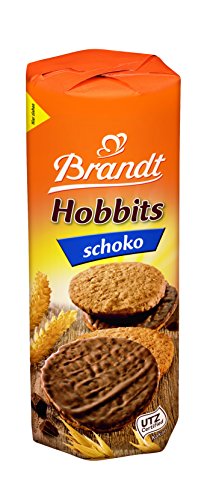 Brandt Hobbits Schoko, 265 g Packung - kerniger Vollkornkeks mit Haferflocken und Schokolade- knackiges Gebäck für die ganze Familie - in praktischer Keksrolle von Brandt