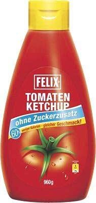 Felix Ketchup Zuckerreduziert | ohne Zuckerzusatz 60% weniger Zucker | Familienpackung 6 x 960 g von VORAGA