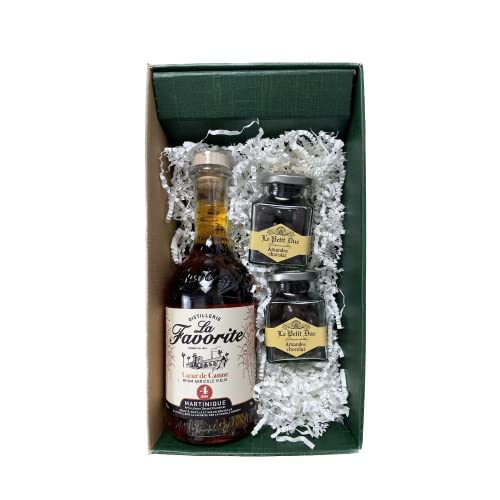 Geschenkbox - Rum - Grün - Favorite Cœur de Canne vieux 4 ans - Amandes de provence enrobées du Petit Duc von Wine And More