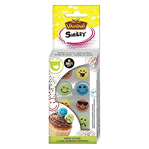 Vahiné 8 Smiley Smileys Zucker natürliches Aroma und ohne künstliche Farbstoffe (3er-Pack) von Vahine