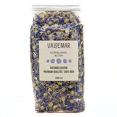 Valdemar Manufaktur edible premium blue CORNFLOWER-blossoms, 500ml - HANDPACKED in Germany von Valdemar