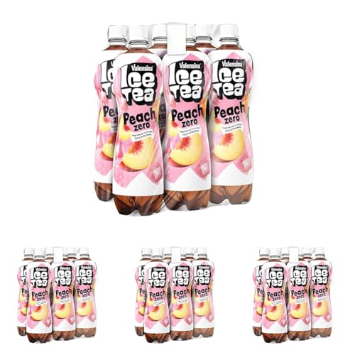 Valensina IceTea Peach Zero, 6 x 1l, Eistee Pfirsich Zero, Einweg (Packung mit 4) von Valensina