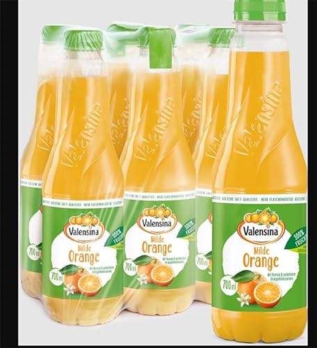 Valensina milde Orange, 6 x 0,7l, 100% Saft, Orangensaft ohne Zuckerzusatz von Valensina