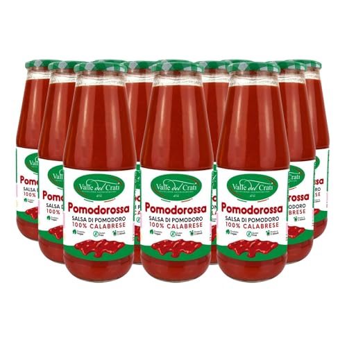 Valle del Crati Italienische Tomatensauce | 12 Flaschen | Natürliches Tomatenpüree, vegan, glutenfrei | Ideal für Pasta, Pizza, Fleisch, Fisch | Fertig in 5 Minuten | 12 x 720 ml von Valle del Crati ECCELLENZE GASTRONOMICHE dal 1998