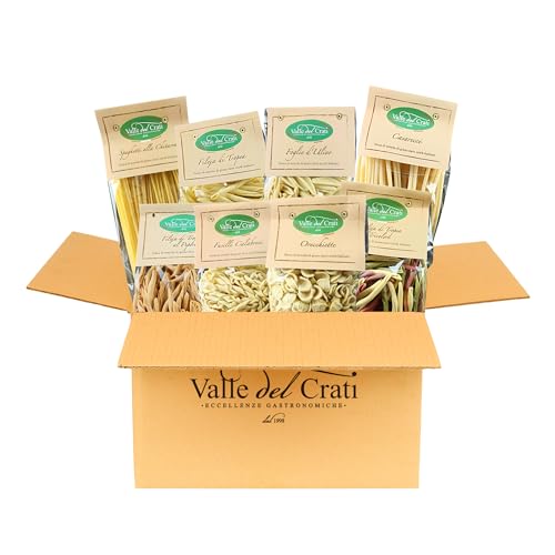 Valle del Crati Italienische Artisan Pasta | 8 Packungen à 500g | gemischtes Sortiment Pasta aus Hartweizengrieß | verschiedene Größen Spaghetti Fusilli Orecchiette und andere | 8 Packungen (4 KG) von Valle del Crati ECCELLENZE GASTRONOMICHE dal 1998
