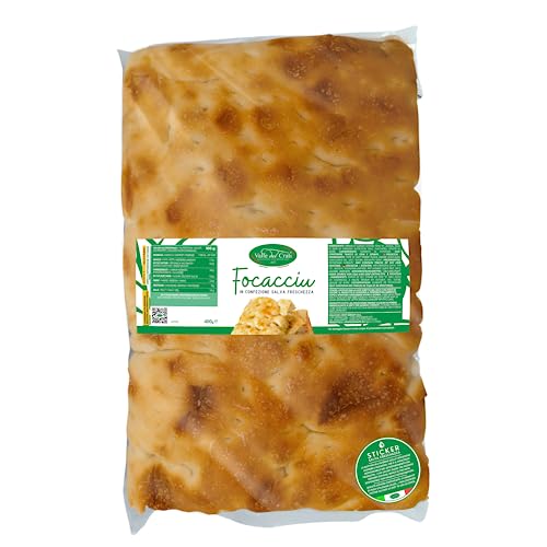 Valle del Crati 12 Italienische vorgekochte Focaccia | Weich und lecker mit Save Freshness-Verpackung | Typische rechteckige Focaccia 30x20 cm | 12 Focaccia x 400g von Valle del Crati ECCELLENZE GASTRONOMICHE dal 1998