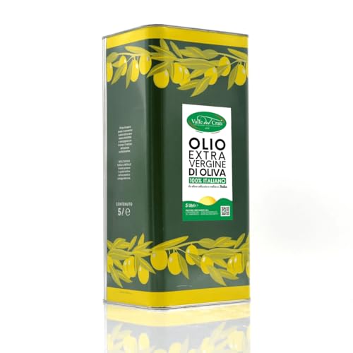 Valle del Crati Italienisches Extra Natives Olivenöl | Hochwertiges Raffiniertes Öl | Italienisches Olivenöl mit intensivem Geschmack und Aroma | Olivenöl aus Kalabrien | 5 Liter Dose von Valle del Crati ECCELLENZE GASTRONOMICHE dal 1998