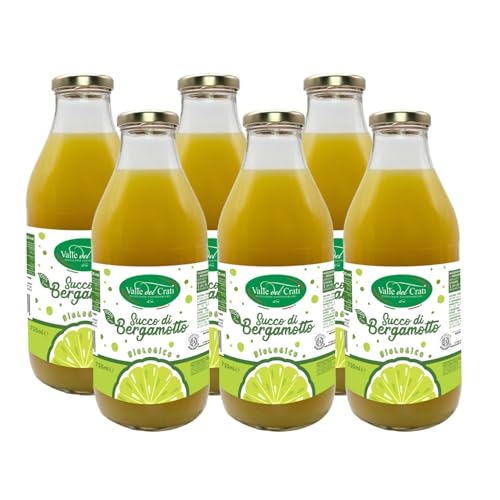 Valle del Crati Kalabrischer BIO-Bergamottesaft 720 ml | 100% reiner | Frisches und durstlöschendes Getränk | ohne Zuckerzusatz und ohne Konservierungsstoffe | Bio-Bergamottesaft 6 Flaschen à 720 ml von Valle del Crati ECCELLENZE GASTRONOMICHE dal 1998