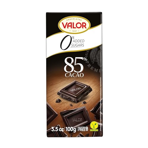 Chocolates Valor Dunkle Schokolade 85% Kakao ohne Zucker (Vegan, Glutenfrei, Bean to Bar, Kakaoanteil: mindestens 85%, Mit Stevia gesüßt), 100 g von Valor