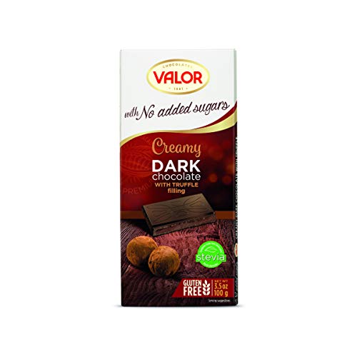 Chocolates Valor Dunkle Schokolade mit Trüffelcreme ohne Zucker | Glutenfrei | Bean to Bar | Kakaoanteil: mindestens 52% | Mit Stevia gesüßt | 100-g-Tafel von Valor