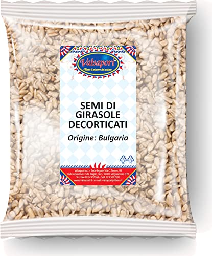 Sonnenblumenkerne, geschält und in der Sonne getrocknet - 100 gr Beutel | Vegan Glutenfrei | Reich an Vitamin E, Selen und Magnesium - Premium Qualität (geschälte Sonnenblumenkerne) von Valsapori