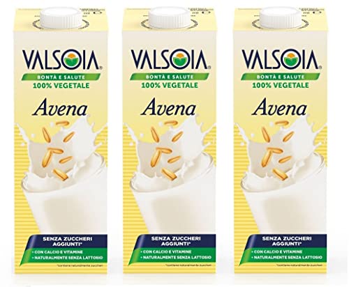 3x Valsoia Avena Bevanda Senza lattosio Gemüsegetränk Laktosefrei Alkoholfreies Erfrischungsgetränk Tetra Brik 1000ml von Valsoia