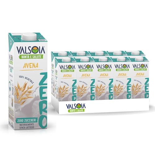 Valsoia - Haferdrink Zero Sugar, 10er Pack 1000 ml Tetra Brik, 100% pflanzlich, laktosefrei, mit Kalzium und Vitaminen, auch für Veganer und Vegetarier geeignet, kann Spuren von Gluten enthalten von Valsoia