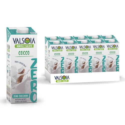 Valsoia - Kokosnussgetränk ohne Zucker, 10er Pack 1000 ml Tetra Brik, 100% pflanzlich, laktosefrei, mit Kalzium und Vitaminen, auch ideal für Veganer, Vegetarier und Zöliakiebetroffene von Valsoia