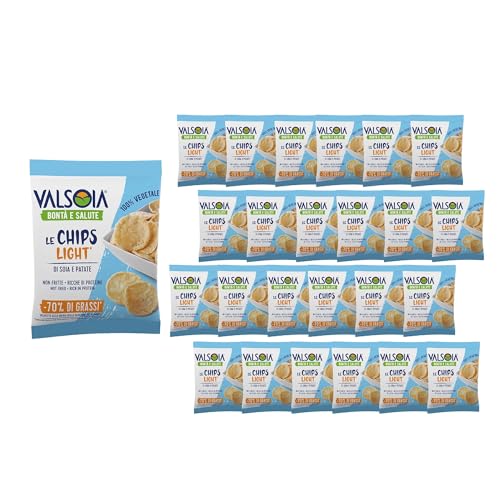 Valsoia - Le Chips Light, Soja- und Kartoffel-Gemüsechips, Schachtel mit 24 Päckchen à 25 g, 100% pflanzlich, reich an Eiweiß und Ballaststoffen, ideal für Veganer und Vegetarier, perfekt als Snack von Valsoia