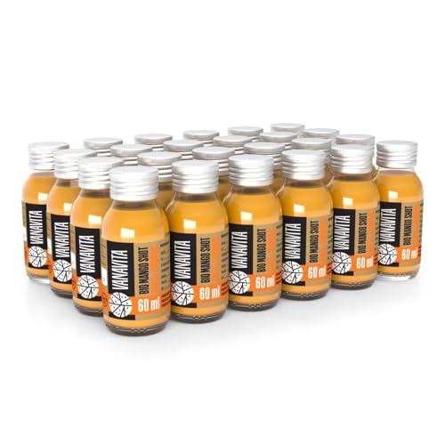 VanaVita BIO Mangoshot - Mango Shot mit Chili & Kurkuma, natürlicher Mango Shot für Immunsystem & Gesundheit, Glasflasche, leicht würzig, erfrischend als Tee oder Getränk (60 ml (24er pack)) von VanaVita